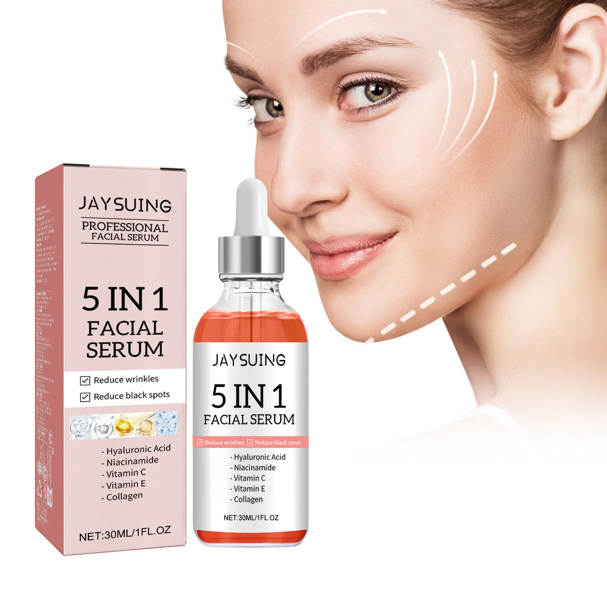 5 in 1 Face Serum, Moisturizes Skin Firming Lightening Acne Spots Beautiful Skin Serum
