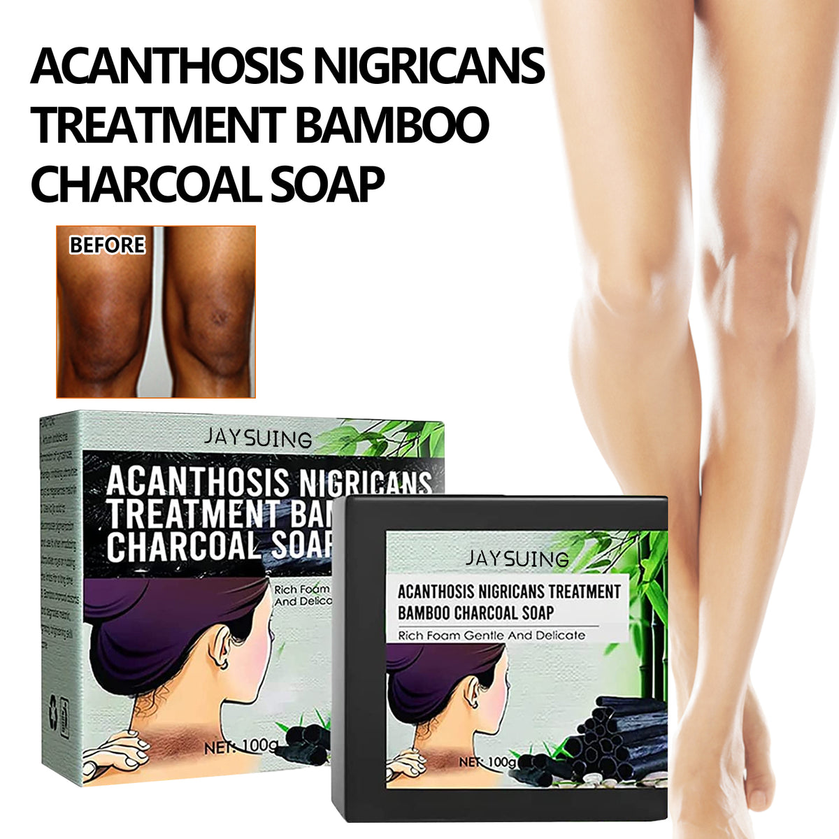 Jaysuing Underarm Whitening Soap, Clean And Repair Dark Skin Acanthosis Nigricans Moisturizing Whitening Beauty Soap