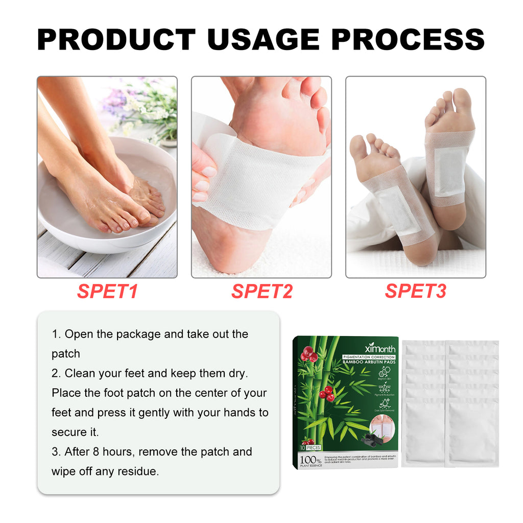 Pigmentation Correction Bamboo Arbutin Pads, Relieve Body Stress Improve Sleep Clean Skin Beauty Foot Patch